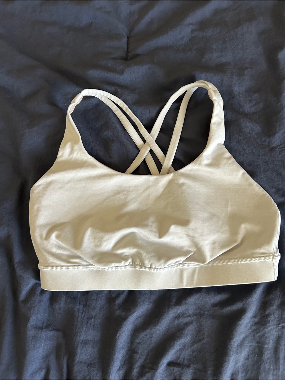 Lululemon White & Tan Strappy Sports Bra